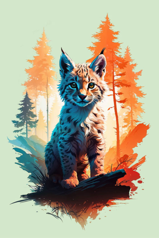 Арт Постер "Рысёнок в лесу" 1 linx 1 by rayzone